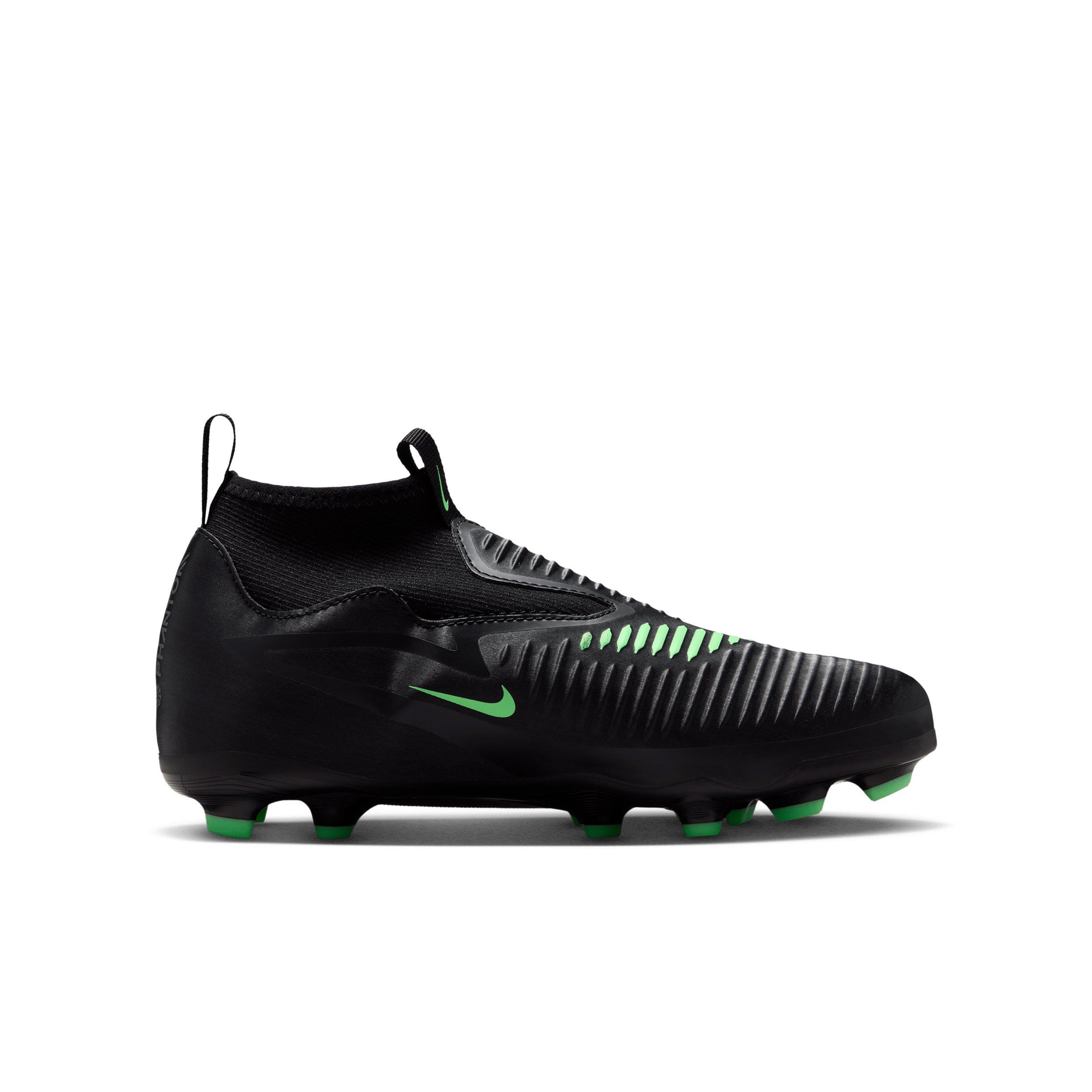 Nike Phantom 6 High Academy MG "Black/Black/Illusion Green" Grade School Kids' Soccer Cleat - BLACK/BLACK/GREEN